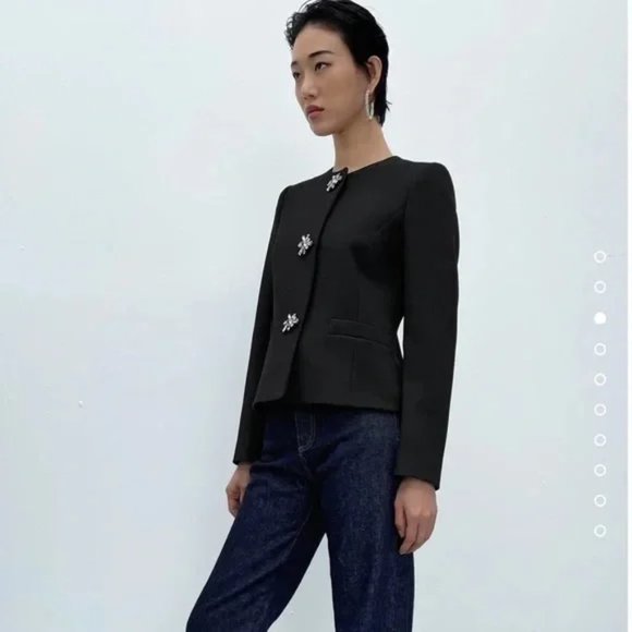 NWT Zara JEWEL BUTTON BLAZER size L - Picture 4 of 7